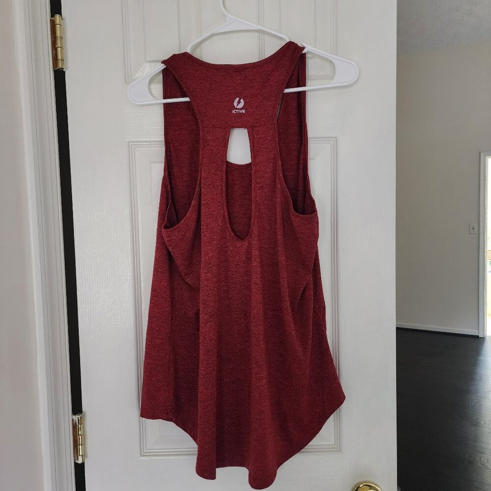 ICTIVE Burgandy Loose Fit Yoga Top Workout Tank Backless Sleeve | XL - Picture 3 of 6